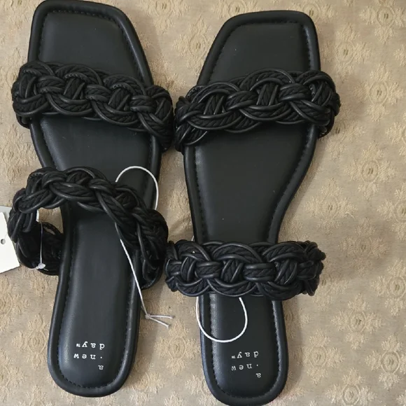 A New Day Black Braided Women's Sandals - Picture 1 of 1